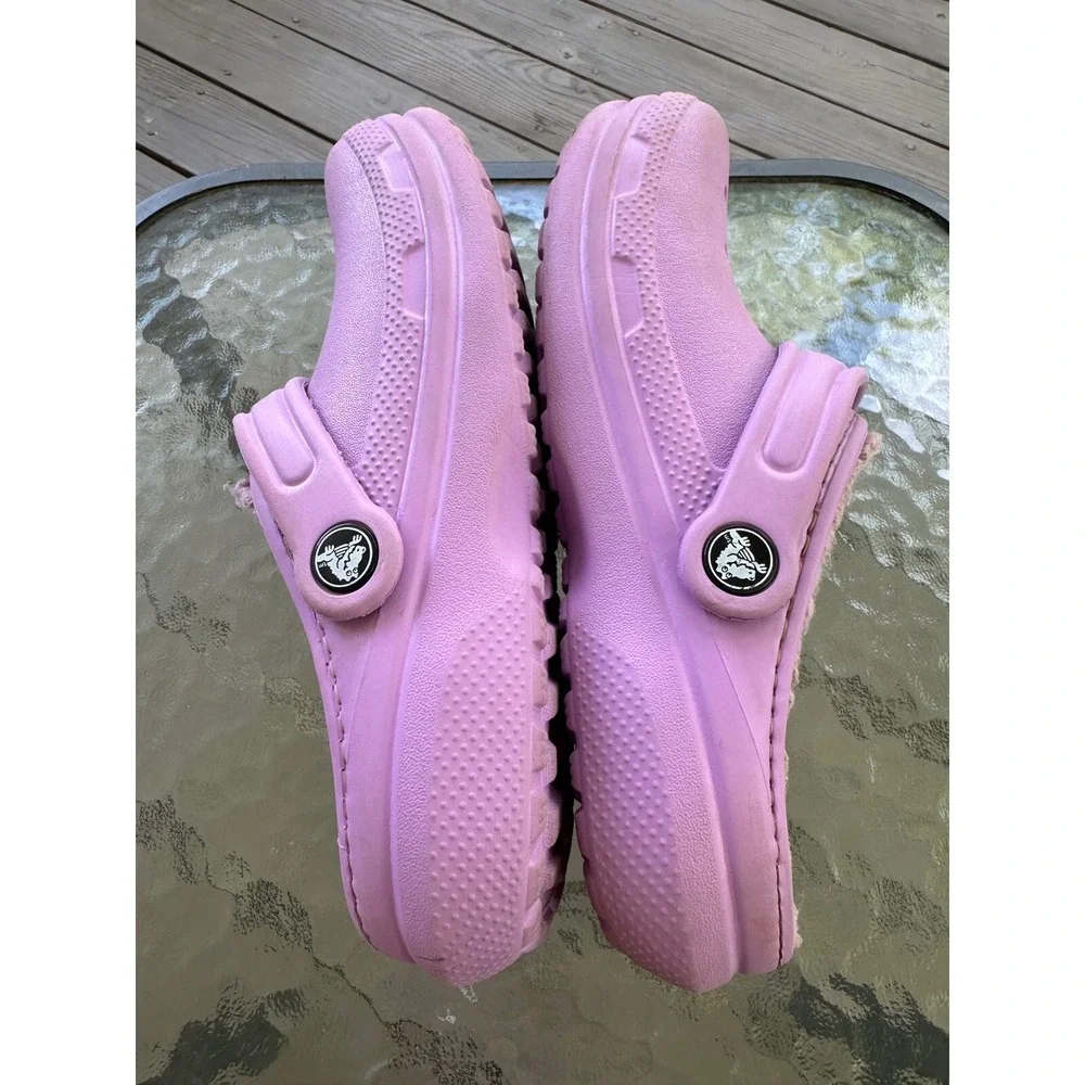 Crocs Classic Lined Clog Lavender Fuzzy Warm Slip On Shoes Junior Size 3 Crocs